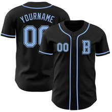 Laden Sie das Bild in den Galerie-Viewer, Custom Black Light Blue Authentic Baseball Jersey
