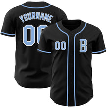 Загрузить изображение в средство просмотра галереи, Custom Black Light Blue-White Authentic Baseball Jersey
