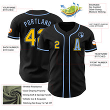 Laden Sie das Bild in den Galerie-Viewer, Custom Black Yellow-Light Blue Authentic Baseball Jersey
