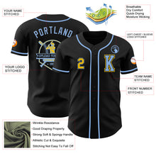 Laden Sie das Bild in den Galerie-Viewer, Custom Black Yellow-Light Blue Authentic Baseball Jersey
