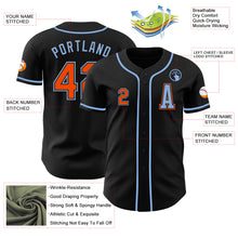 Load image into Gallery viewer, Custom Black Orange-Light Blue Authentic Baseball Jersey
