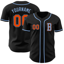 Load image into Gallery viewer, Custom Black Orange-Light Blue Authentic Baseball Jersey
