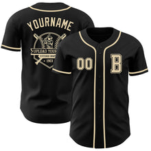 Laden Sie das Bild in den Galerie-Viewer, Custom Black Cream Authentic Baseball Jersey
