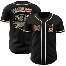 Charger l&#39;image dans la galerie, Custom Black Vintage USA Flag-Cream Authentic Baseball Jersey
