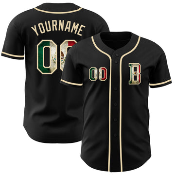 Custom Black Vintage Mexican Flag-Cream Authentic Baseball Jersey