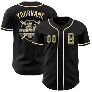 Custom Black Camo-Cream Authentic Baseball Jersey