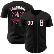 Load image into Gallery viewer, Custom Black White-Crimson Authentic Baseball Jersey
