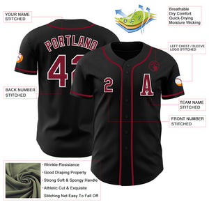 Custom Black Crimson-White Authentic Baseball Jersey