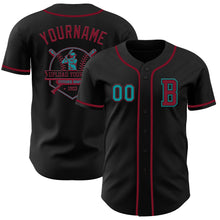 Charger l&#39;image dans la galerie, Custom Black Teal-Crimson Authentic Baseball Jersey
