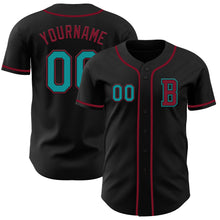 Charger l&#39;image dans la galerie, Custom Black Teal-Crimson Authentic Baseball Jersey
