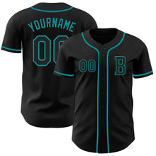 Charger l&#39;image dans la galerie, Custom Black Teal Authentic Baseball Jersey
