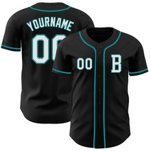 Charger l&#39;image dans la galerie, Custom Black White-Teal Authentic Baseball Jersey
