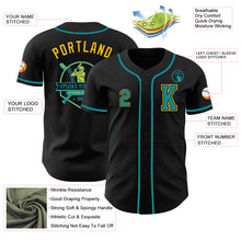 Load image into Gallery viewer, Custom Black Teal-Yellow Authentic Baseball Jersey
