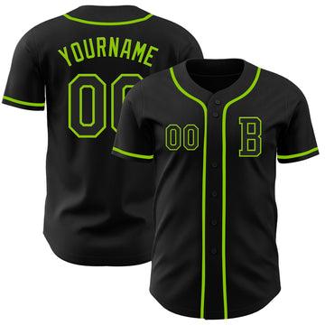 Custom Black Neon Green Authentic Baseball Jersey