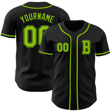 Charger l&#39;image dans la galerie, Custom Black Neon Green Authentic Baseball Jersey
