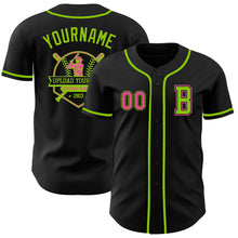 Charger l&#39;image dans la galerie, Custom Black Pink-Neon Green Authentic Baseball Jersey
