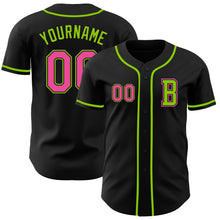 Charger l&#39;image dans la galerie, Custom Black Pink-Neon Green Authentic Baseball Jersey
