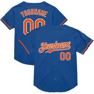 Custom Blue Orange-White Mesh Authentic Throwback Baseball Jersey