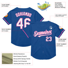 Charger l&#39;image dans la galerie, Custom Blue White-Pink Mesh Authentic Throwback Baseball Jersey
