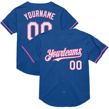 Charger l&#39;image dans la galerie, Custom Blue White-Pink Mesh Authentic Throwback Baseball Jersey
