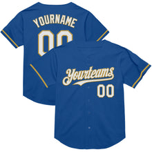 Charger l&#39;image dans la galerie, Custom Blue White-Old Gold Mesh Authentic Throwback Baseball Jersey
