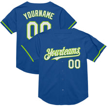 Charger l&#39;image dans la galerie, Custom Blue White-Neon Green Mesh Authentic Throwback Baseball Jersey
