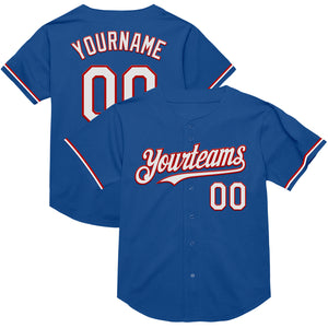 Custom Blue White-Red Mesh Authentic Throwback Baseball Jersey