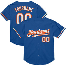 Charger l&#39;image dans la galerie, Custom Blue White-Orange Mesh Authentic Throwback Baseball Jersey
