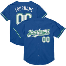 Charger l&#39;image dans la galerie, Custom Blue White-Kelly Green Mesh Authentic Throwback Baseball Jersey
