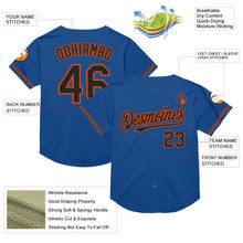 Charger l&#39;image dans la galerie, Custom Blue Black-Orange Mesh Authentic Throwback Baseball Jersey
