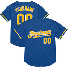 Charger l&#39;image dans la galerie, Custom Blue Gold-White Mesh Authentic Throwback Baseball Jersey
