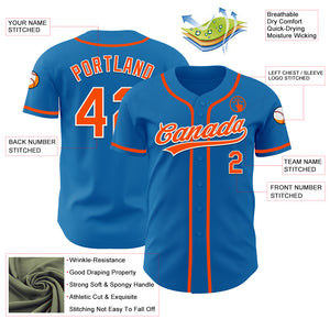 Custom Blue Orange-White Authentic Baseball Jersey