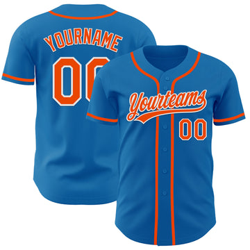 Custom Blue Orange-White Authentic Baseball Jersey