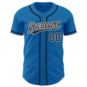 Custom Blue Black-White Authentic Baseball Jersey