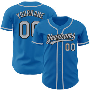 Custom Blue Gray-Black Authentic Baseball Jersey