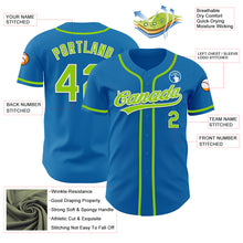 Charger l&#39;image dans la galerie, Custom Blue Neon Green-White Authentic Baseball Jersey
