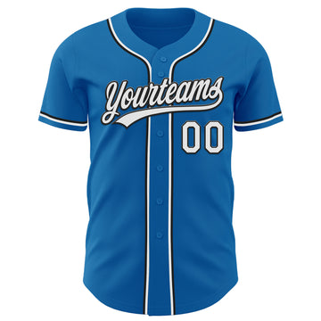 Custom Blue White-Black Authentic Baseball Jersey