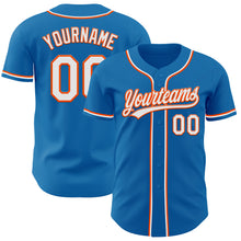 Load image into Gallery viewer, Custom Blue White-Orange Authentic Baseball Jersey
