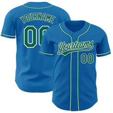 Load image into Gallery viewer, Custom Blue Kelly Green-White Authentic Baseball Jersey
