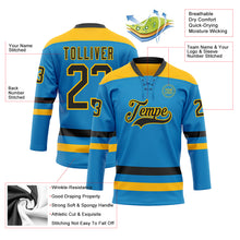 Загрузить изображение в средство просмотра галереи, Custom Blue Black-Gold Hockey Lace Neck Jersey
