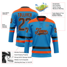 Загрузить изображение в средство просмотра галереи, Custom Blue Black-Orange Hockey Lace Neck Jersey
