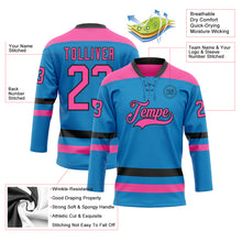 Загрузить изображение в средство просмотра галереи, Custom Blue Pink-Black Hockey Lace Neck Jersey
