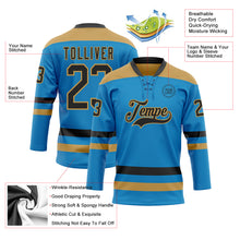 Загрузить изображение в средство просмотра галереи, Custom Blue Black-Old Gold Hockey Lace Neck Jersey
