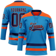 Загрузить изображение в средство просмотра галереи, Custom Blue Navy-Orange Hockey Lace Neck Jersey
