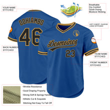 Load image into Gallery viewer, Custom Blue Black-Old Gold Authentic Throwback Baseball Jersey
