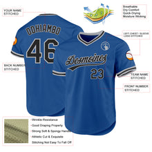 Load image into Gallery viewer, Custom Blue Black-Gray Authentic Throwback Baseball Jersey
