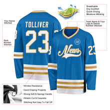 Загрузить изображение в средство просмотра галереи, Custom Blue White-Old Gold Hockey Jersey
