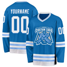 Загрузить изображение в средство просмотра галереи, Custom Blue White-Light Blue Hockey Jersey
