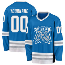 Charger l&#39;image dans la galerie, Custom Blue White-Gray Hockey Jersey
