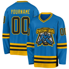 Загрузить изображение в средство просмотра галереи, Custom Blue Black-Gold Hockey Jersey
